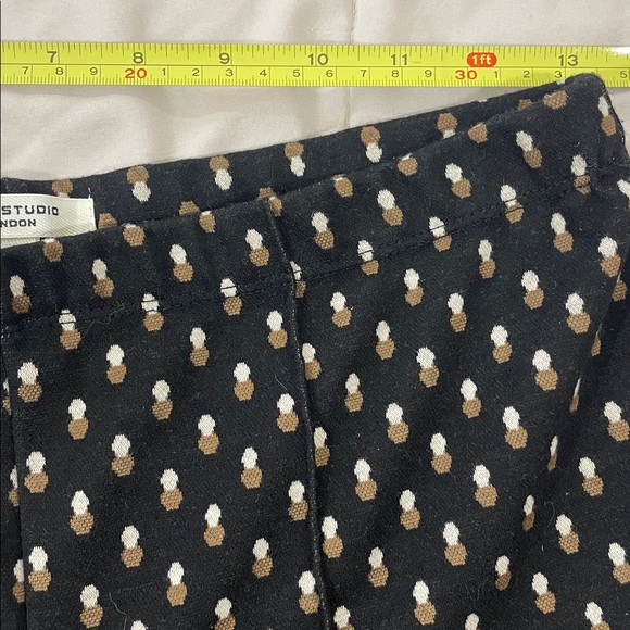 Max Studio London Weekend Black Wide Leg Pants Tan White Pleated Front Large - Picture 4 of 12